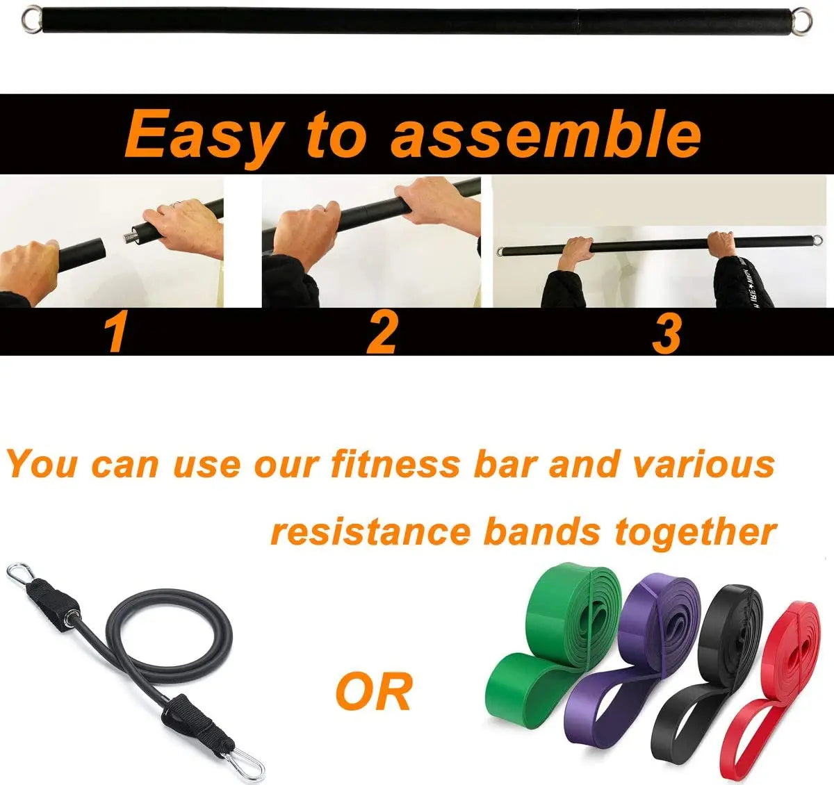 Portable Workout Bar for Resistance Bands | Full Body Fitness Exercise Bar - Merelux Store