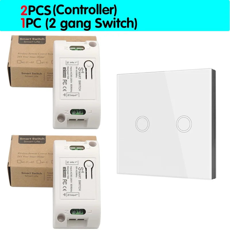 Smart Touch Light Switch | Wireless LED, Remote Control, 1/2/3-Gang - Merelux Store