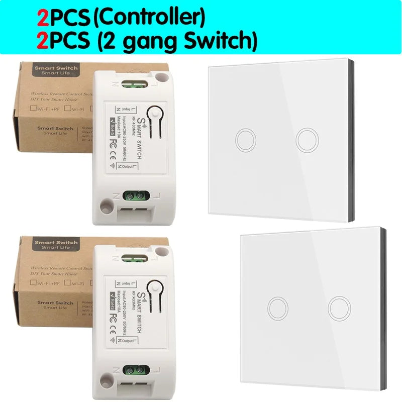 Smart Touch Light Switch | Wireless LED, Remote Control, 1/2/3-Gang - Merelux Store