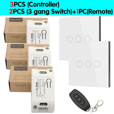Smart Touch Light Switch | Wireless LED, Remote Control, 1/2/3-Gang - Merelux Store