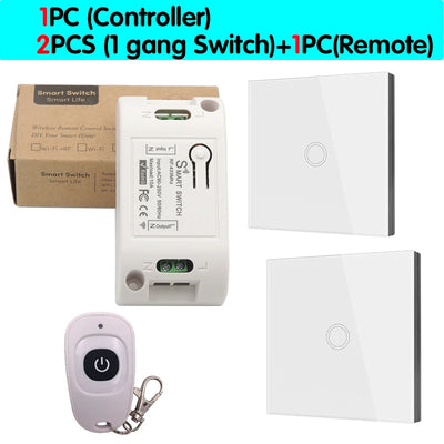 Smart Touch Light Switch | Wireless LED, Remote Control, 1/2/3-Gang - Merelux Store