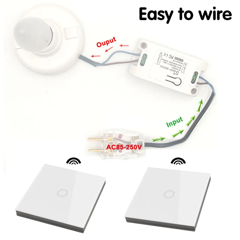 Smart Touch Light Switch | Wireless LED, Remote Control, 1/2/3-Gang - Merelux Store