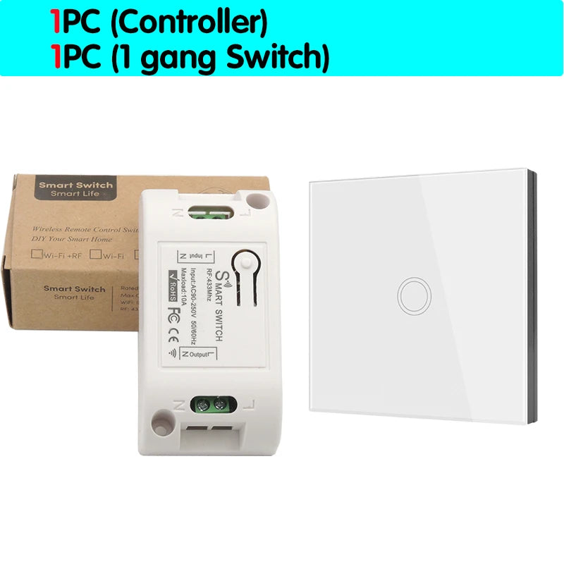 Smart Touch Light Switch | Wireless LED, Remote Control, 1/2/3-Gang - Merelux Store