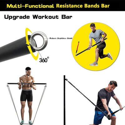 Portable Workout Bar for Resistance Bands | Full Body Fitness Exercise Bar - Merelux Store