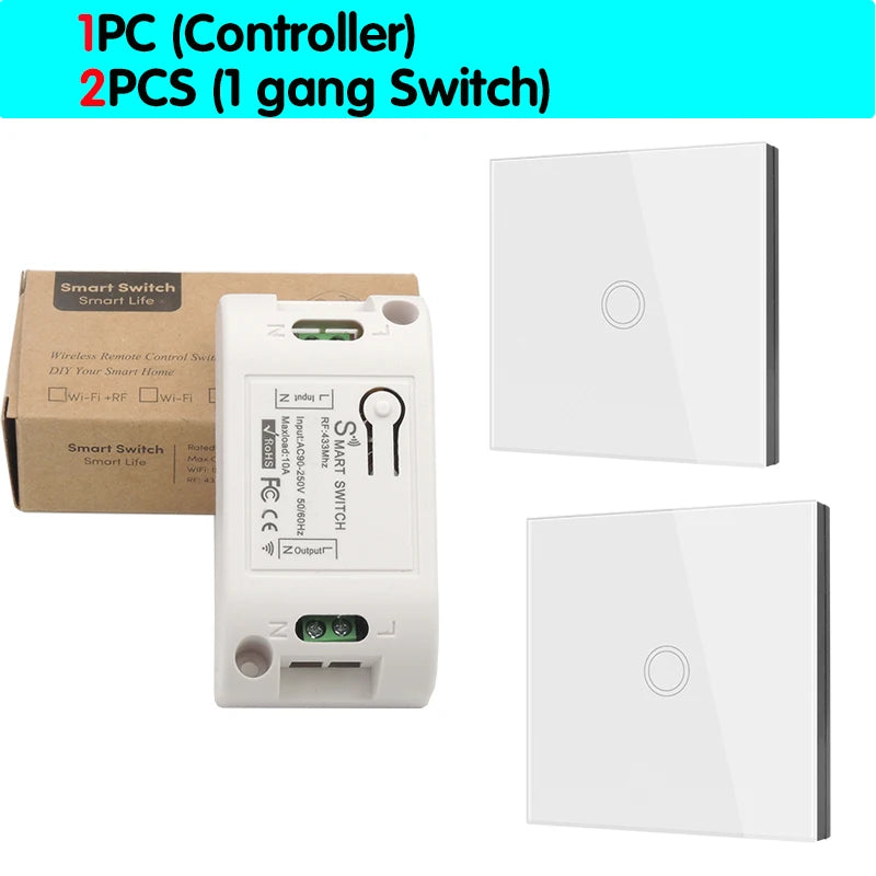 Smart Touch Light Switch | Wireless LED, Remote Control, 1/2/3-Gang - Merelux Store
