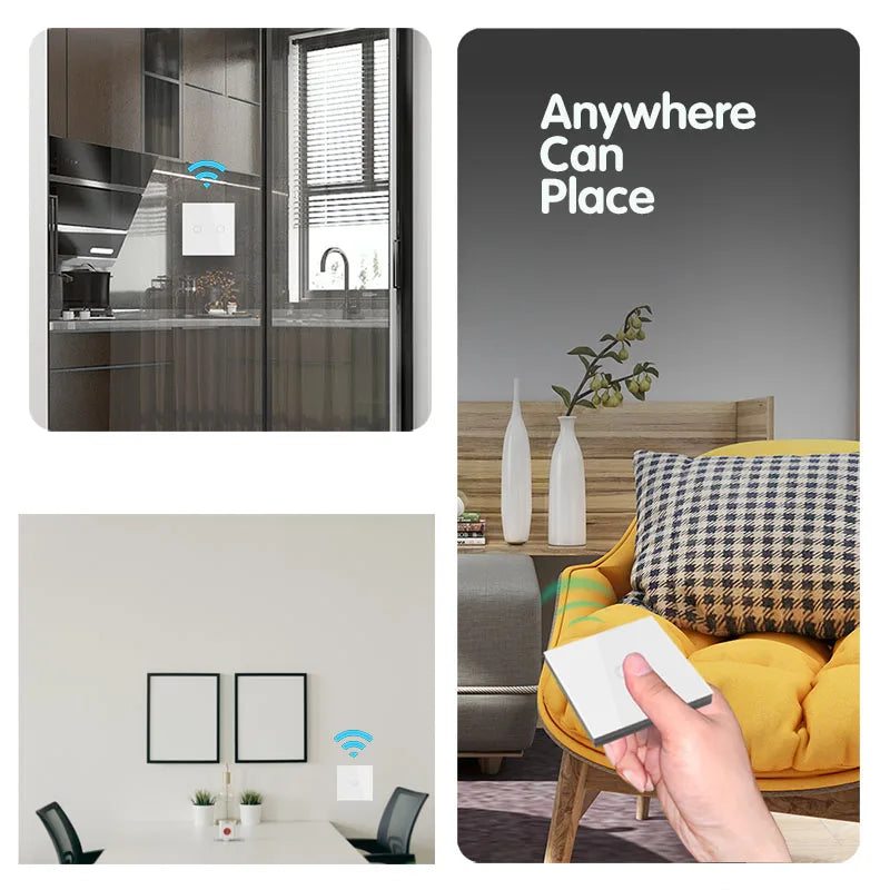 Smart Touch Light Switch | Wireless LED, Remote Control, 1/2/3-Gang - Merelux Store