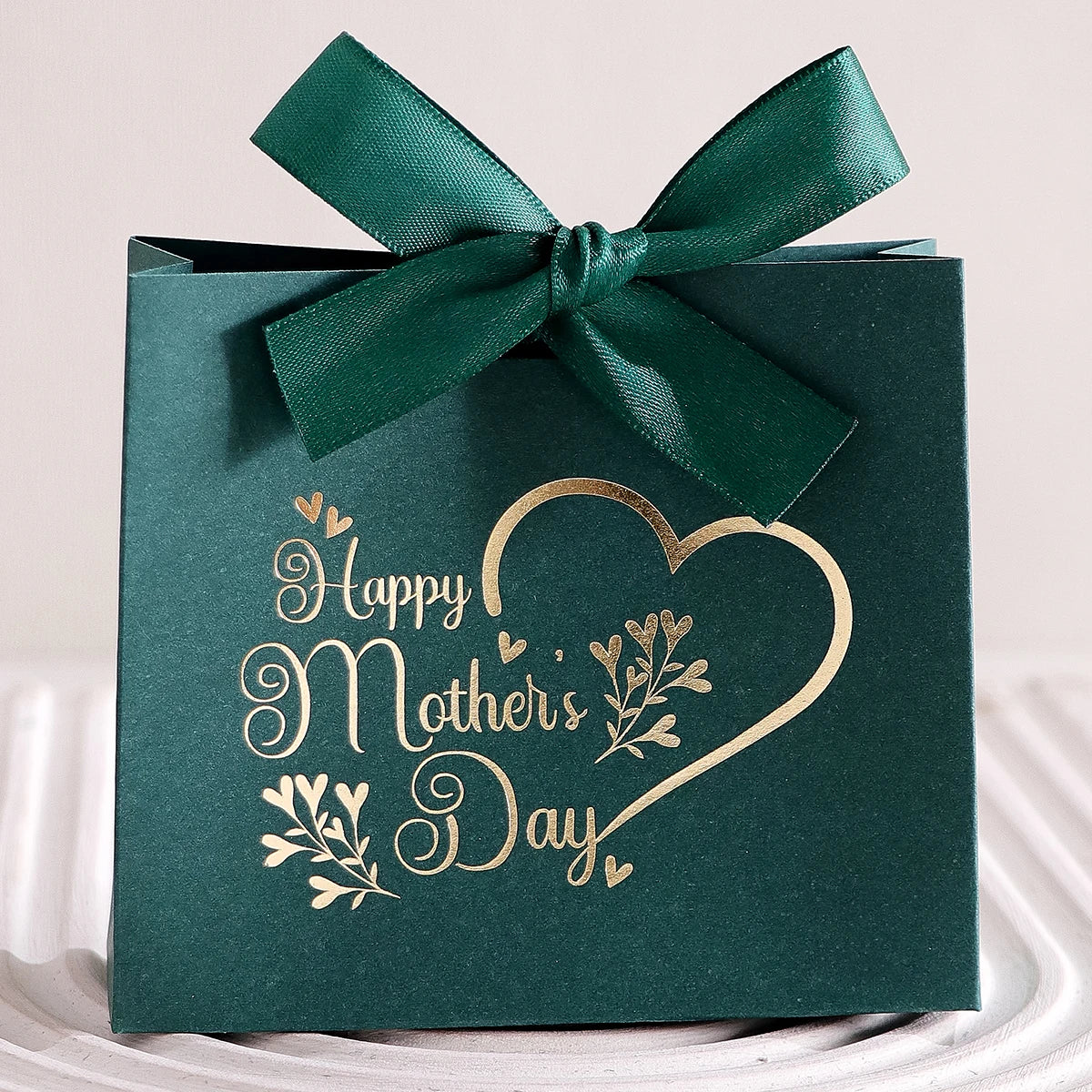 5Pcs Mother’s Day Gift Boxes | Pink & White with Gold Print & Ribbon - Merelux Store