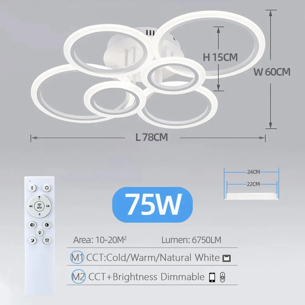Modern LED Ring Chandelier | Ceiling Light for Living & Bedroom - Merelux Store