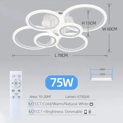 Modern LED Ring Chandelier | Ceiling Light for Living & Bedroom - Merelux Store
