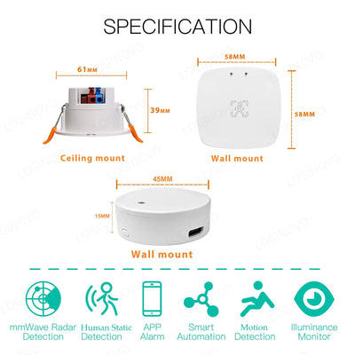 Zigbee Human Presence Detector | Tuya WiFi Radar PIR Motion Sensor - Merelux Store