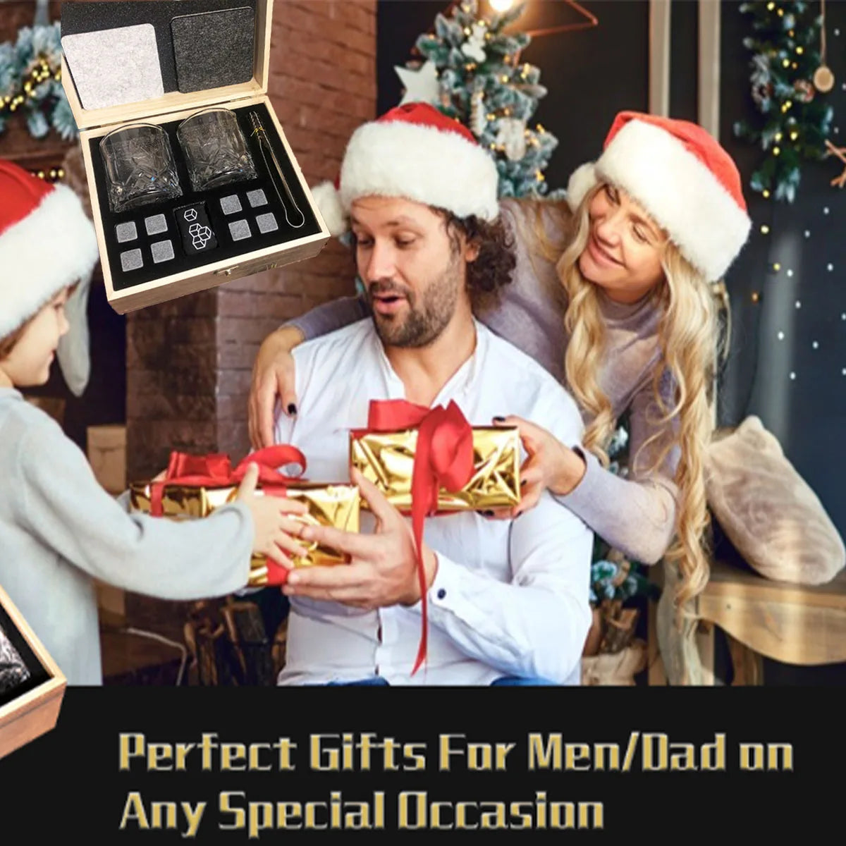 Whiskey Gift Set for Men | Granite Chilling Stones for Father’s Day & Birthdays - Merelux Store