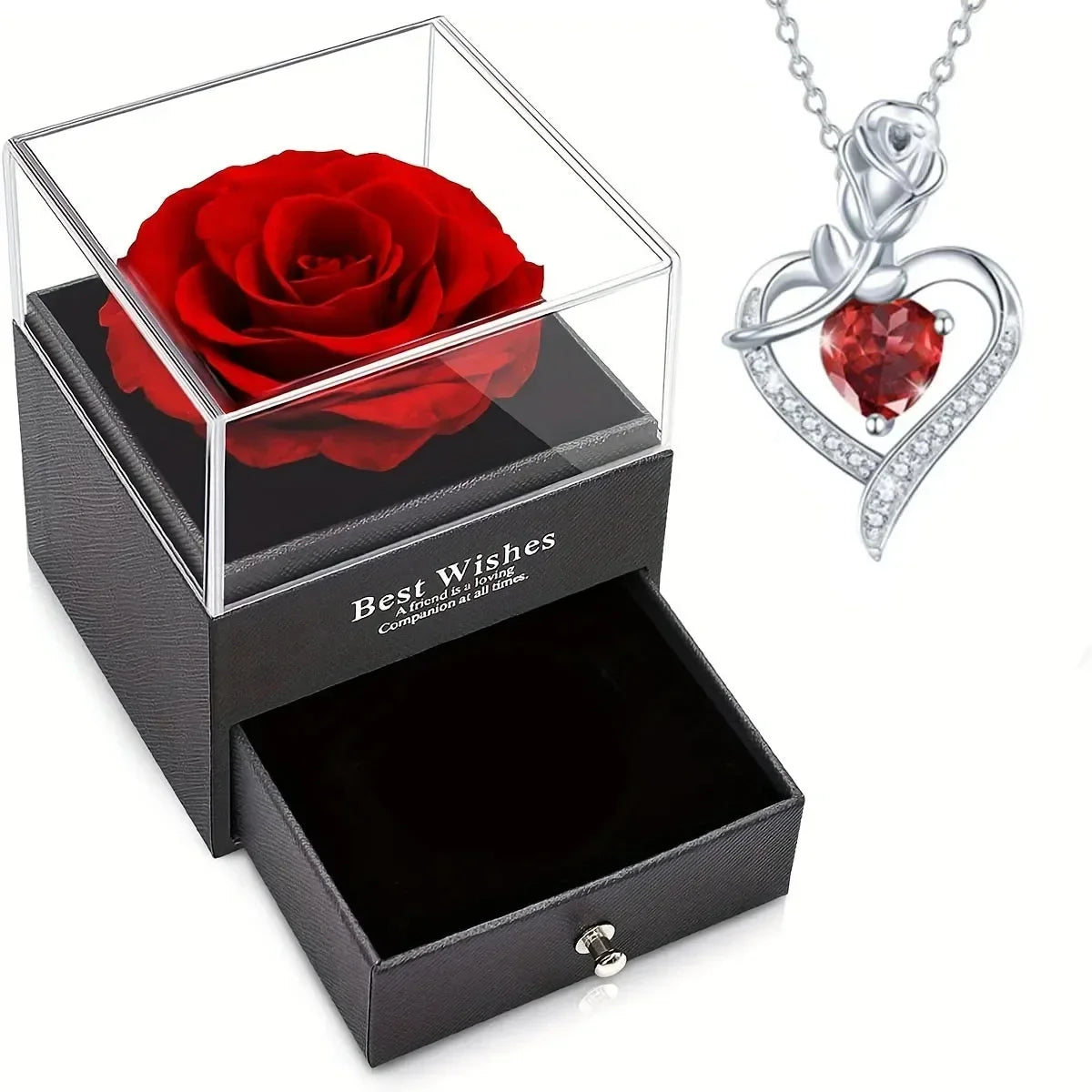 Eternal Rose Heart Necklace Gift Box for Women, Mother - Merelux Store