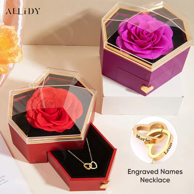 Personalized Name Heart Necklace Rose Box | The Perfect Mother’s Day Gift Set - Merelux Store