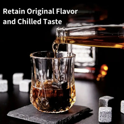 Granite Ice Cubes with Glasses & Wooden Box – Perfect Gift for Men - Merelux Store