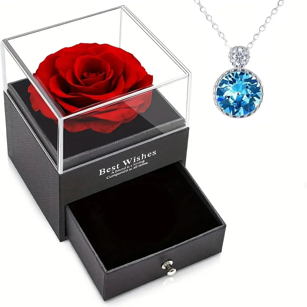 Eternal Rose Heart Necklace Gift Box for Women, Mother - Merelux Store