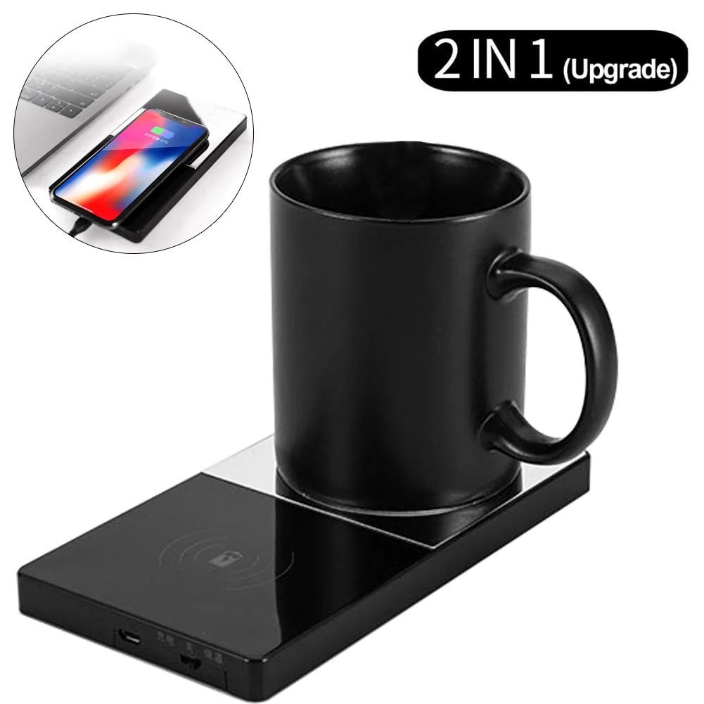 2-in-1 Heating Mug & Wireless Charger | Electric for Phone & Office - Merelux Store