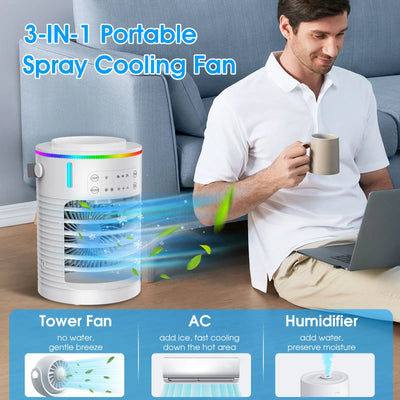 Mini USB Air Cooler | Portable Cooling Fan with Humidifier for Bedroom - Merelux Store