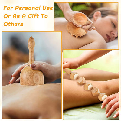 6-in-1 Wood Therapy Tool | Lymphatic, Anti-Cellulite, Muscle Roller - Merelux Store
