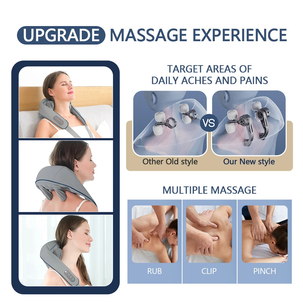 Foreverlily Wireless Neck & Back Kneading Massager. - Merelux Store