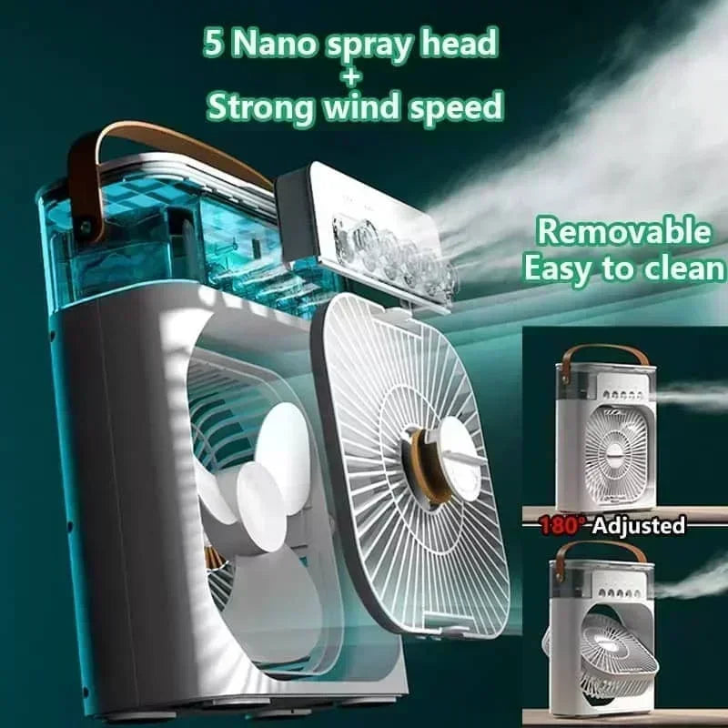 3-in-1 Mini Fan & Air Conditioner | Portable Cooler, Humidifier, LED Light - Merelux Store