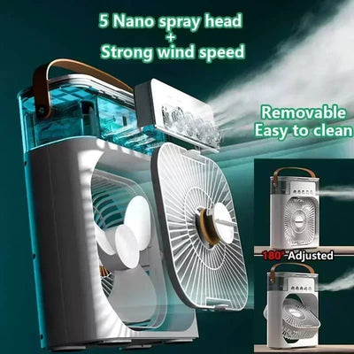 3-in-1 Mini Fan & Air Conditioner | Portable Cooler, Humidifier, LED Light - Merelux Store