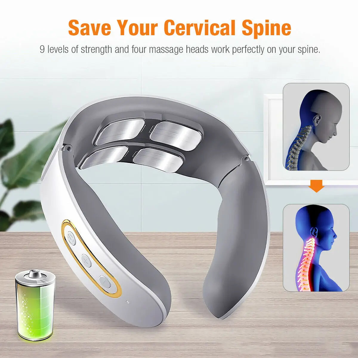 Electric Neck & Shoulder Pulse Massager – 4 Head TENS, Magnetic Pulse - Merelux Store