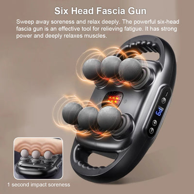 Fascia Massage Gun | 6-Head High-Frequency Muscle & Shoulder Relief - Merelux Store