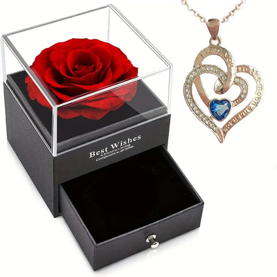 Eternal Rose Heart Necklace Gift Box for Women, Mother - Merelux Store