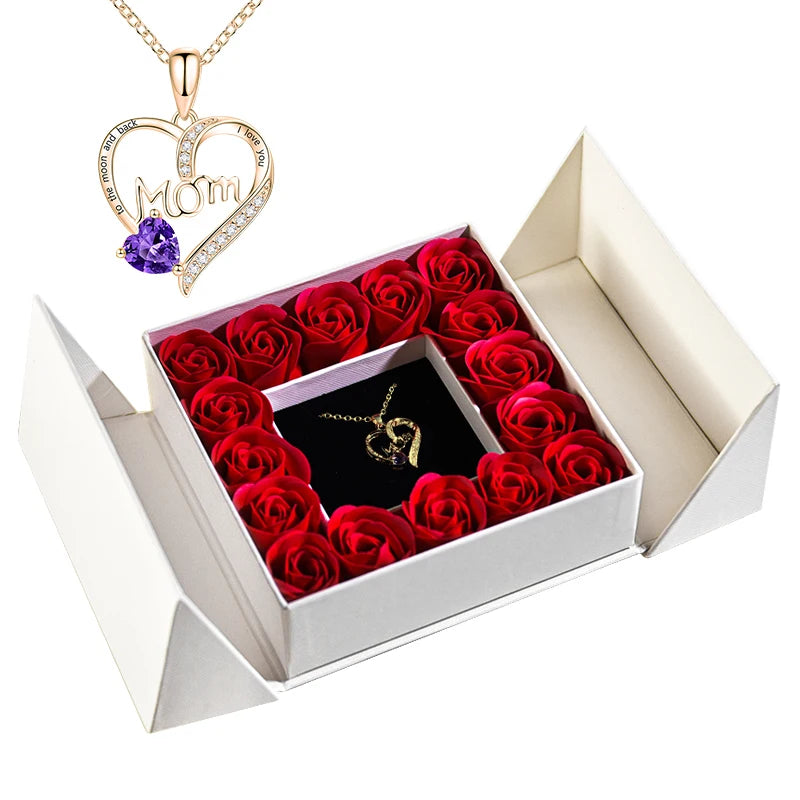 Pendant Necklace & Eternal Rose Box | Great for Mother’s Day & Anniversaries - Merelux Store