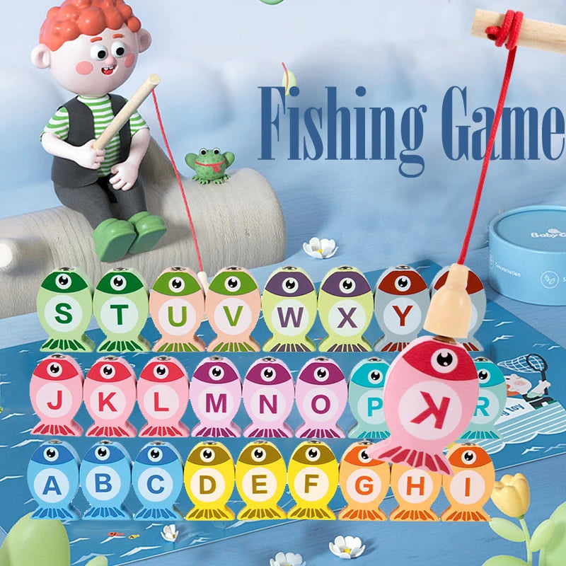 Kids Wooden Fishing Game – Alphabet & Number Learning Toy