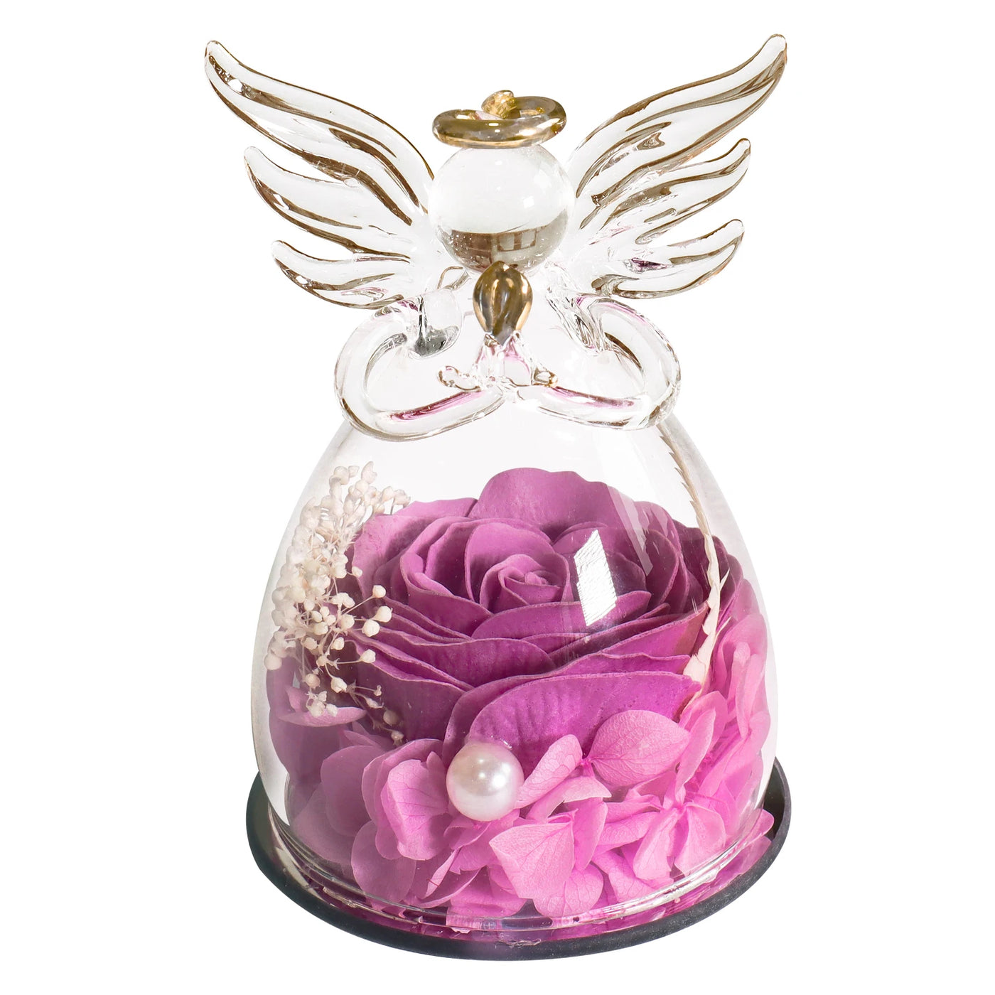 Eternal Soap Rose in Glass Dome – Romantic Angel Design, Ideal Gift for Women - Merelux Store
