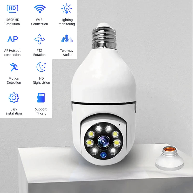 WiFi E27 Bulb with HD Camera | Night Vision, Audio & Motion Detection - Merelux Store