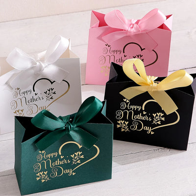 5Pcs Mother’s Day Gift Boxes | Pink & White with Gold Print & Ribbon - Merelux Store