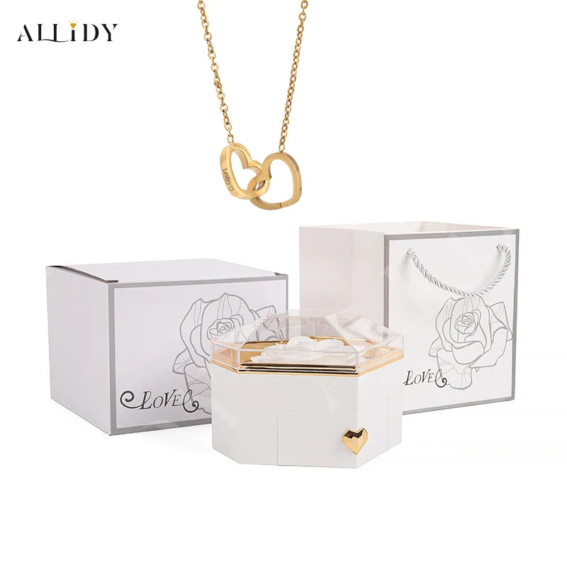 Personalized Name Heart Necklace Rose Box | The Perfect Mother’s Day Gift Set - Merelux Store