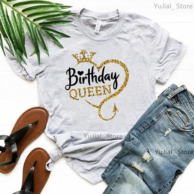 Birthday Queen Graphic T-Shirt for Girls | Available in 6 Colors - Merelux Store