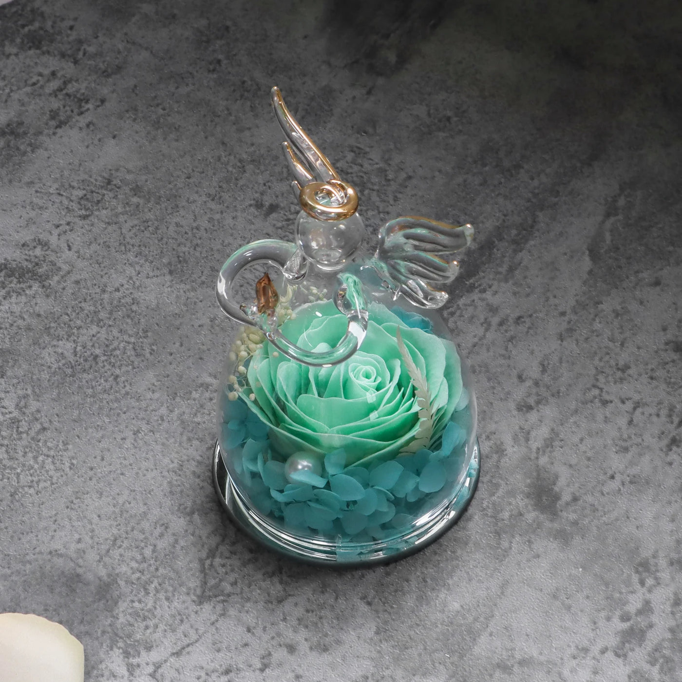 Eternal Soap Rose in Glass Dome – Romantic Angel Design, Ideal Gift for Women - Merelux Store