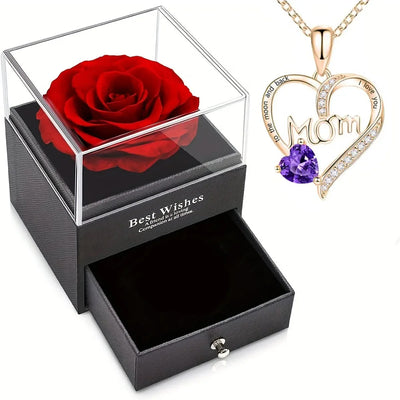 Eternal Rose Heart Necklace Gift Box for Women, Mother - Merelux Store