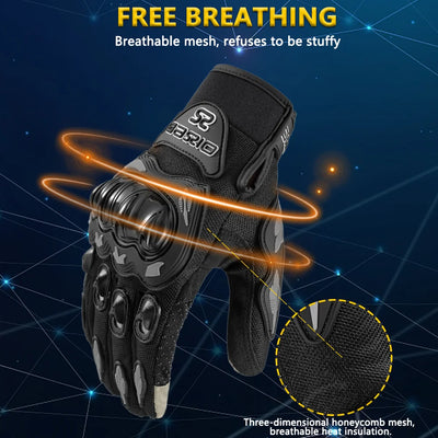 Breathable Full-Finger Motorcycle Gloves | Non-Slip, Touch Screen - Merelux Store