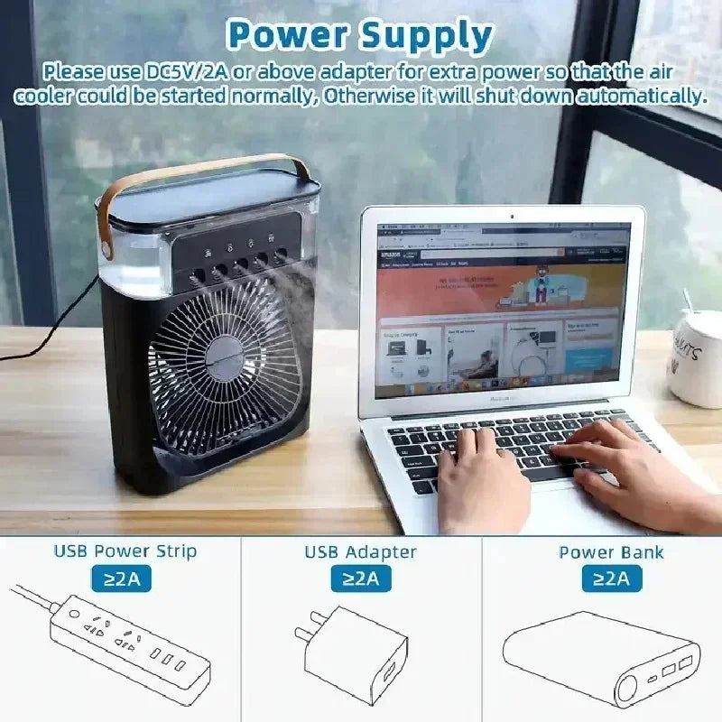 3-in-1 USB Air Humidifier & Mini Fan | Water-Cooled, Silent Cooling - Merelux Store
