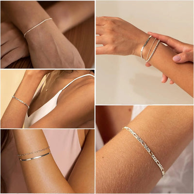 925 Sterling Silver & Gold Bracelet Gift Set for Women - Merelux Store