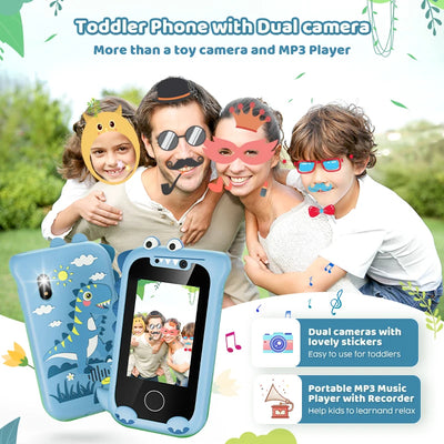 Dual camera, MP3 player, games, and touchscreen for kid's