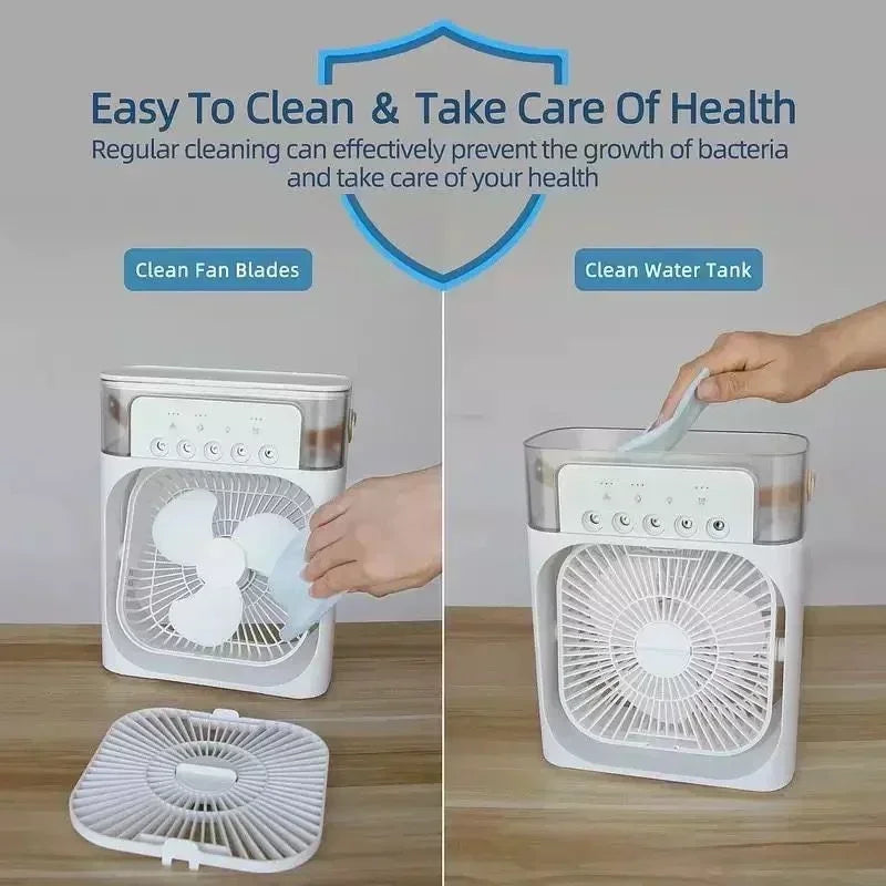 3-in-1 Mini Fan & Air Conditioner | Portable Cooler, Humidifier, LED Light - Merelux Store