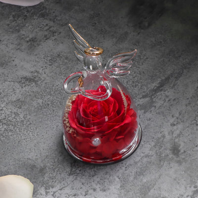 Eternal Soap Rose in Glass Dome – Romantic Angel Design, Ideal Gift for Women - Merelux Store