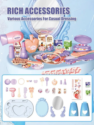 30pcs Kids Dressing Table Toy – Makeup & Jewelry Box, for Girls 3-6 - Merelux Store