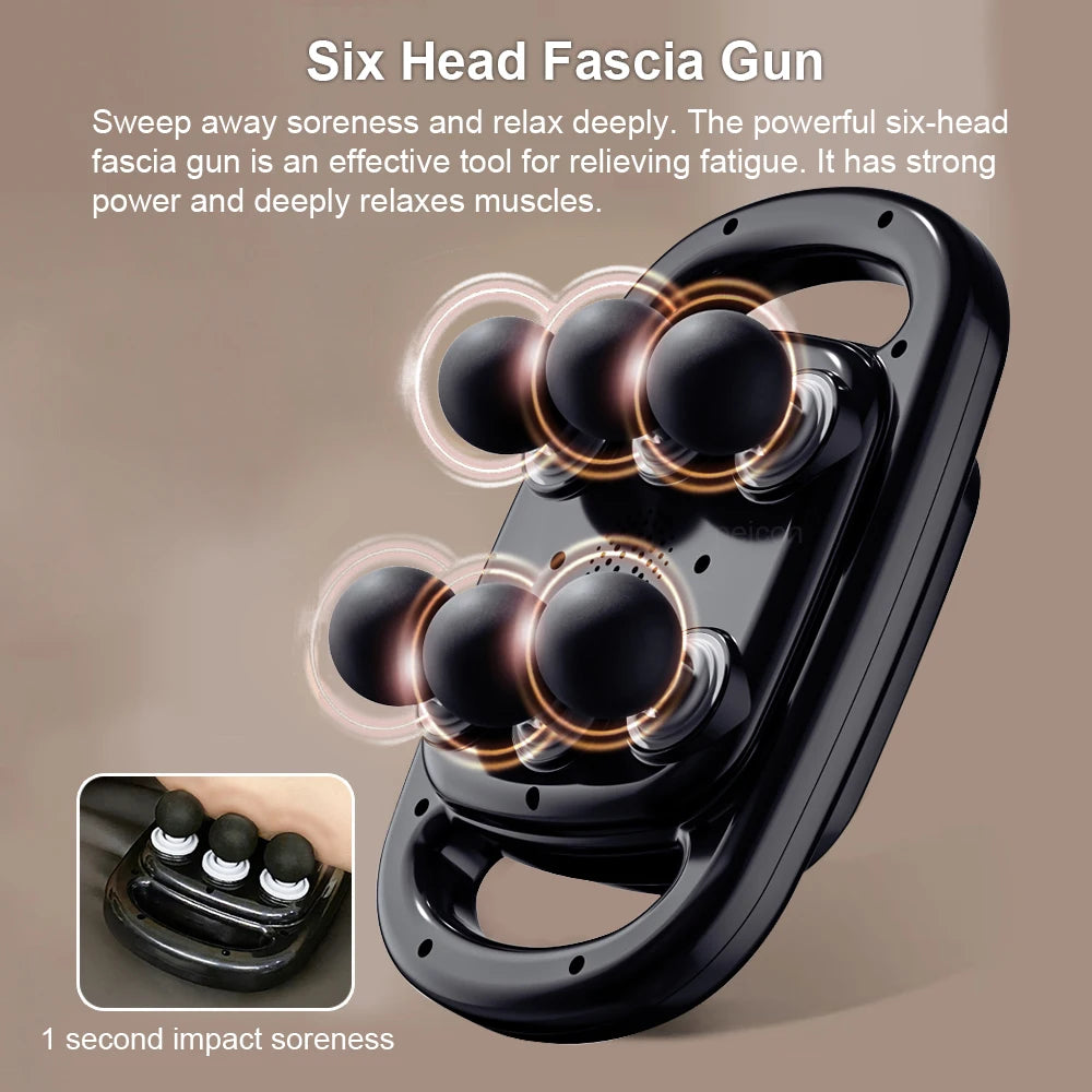 Fascia Gun High-Frequency Muscle Massager 6 Heads for Neck & Shoulder Relief - Merelux Store