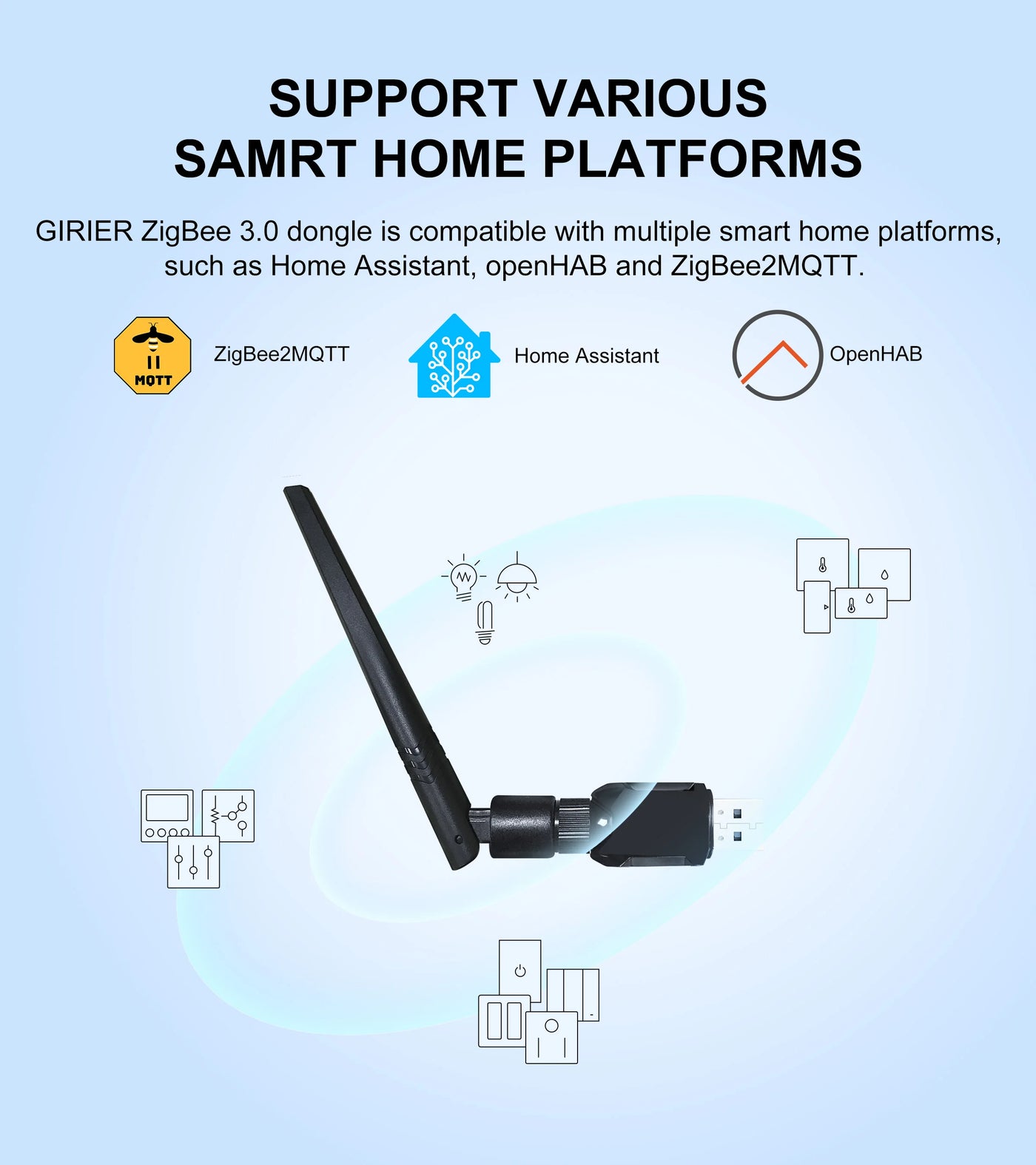 GIRIER ZigBee 3.0 USB Dongle | Compatible with Home Assistant & ZigBee2MQTT - Merelux Store