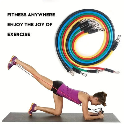 11pcs TPE Resistance Bands Set with Handles, Anchor & Bag - Merelux Store