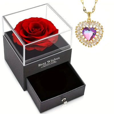 Eternal Rose Heart Necklace Gift Box for Women, Mother - Merelux Store