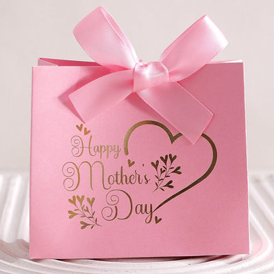5Pcs Mother’s Day Gift Boxes | Pink & White with Gold Print & Ribbon - Merelux Store