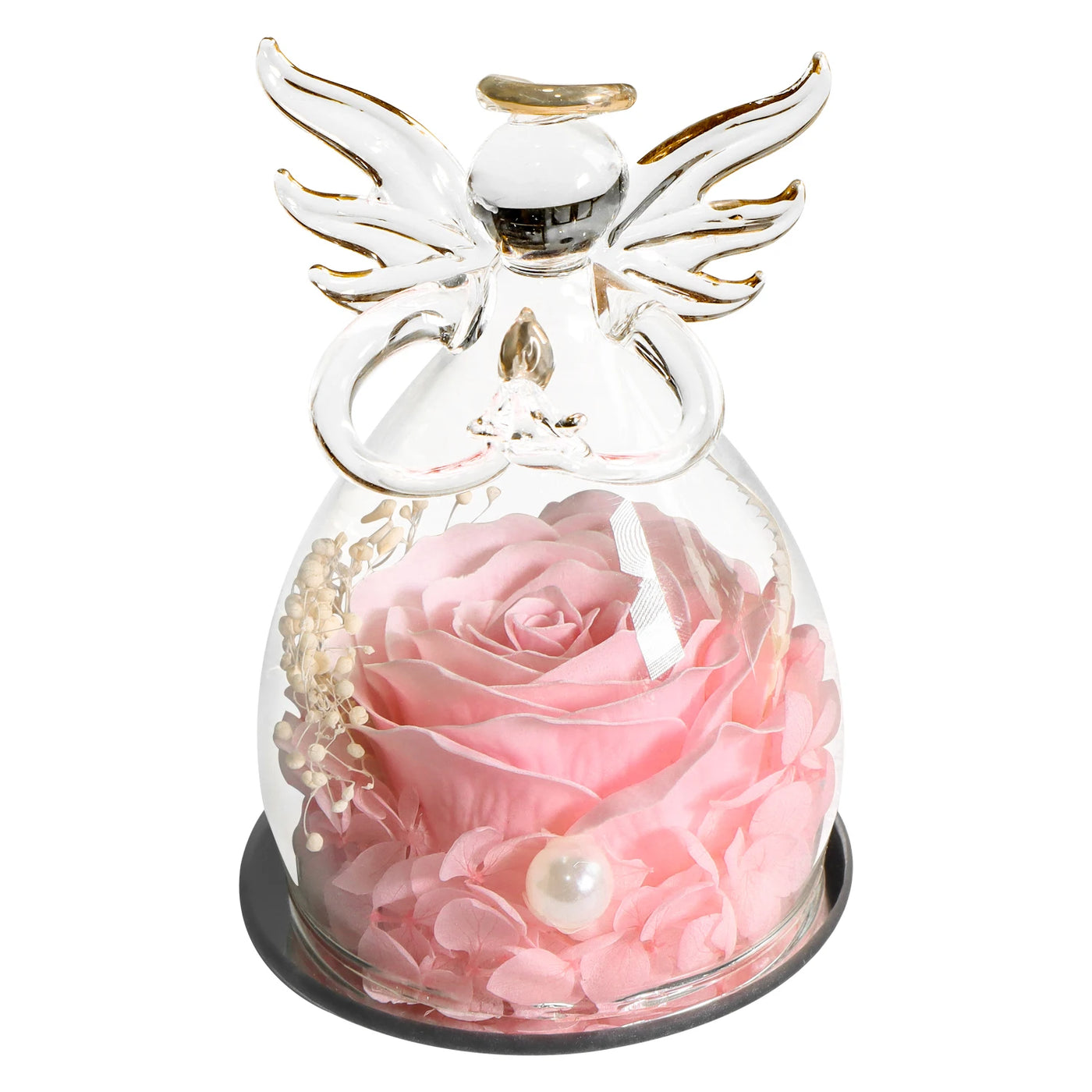 Eternal Soap Rose in Glass Dome – Romantic Angel Design, Ideal Gift for Women - Merelux Store